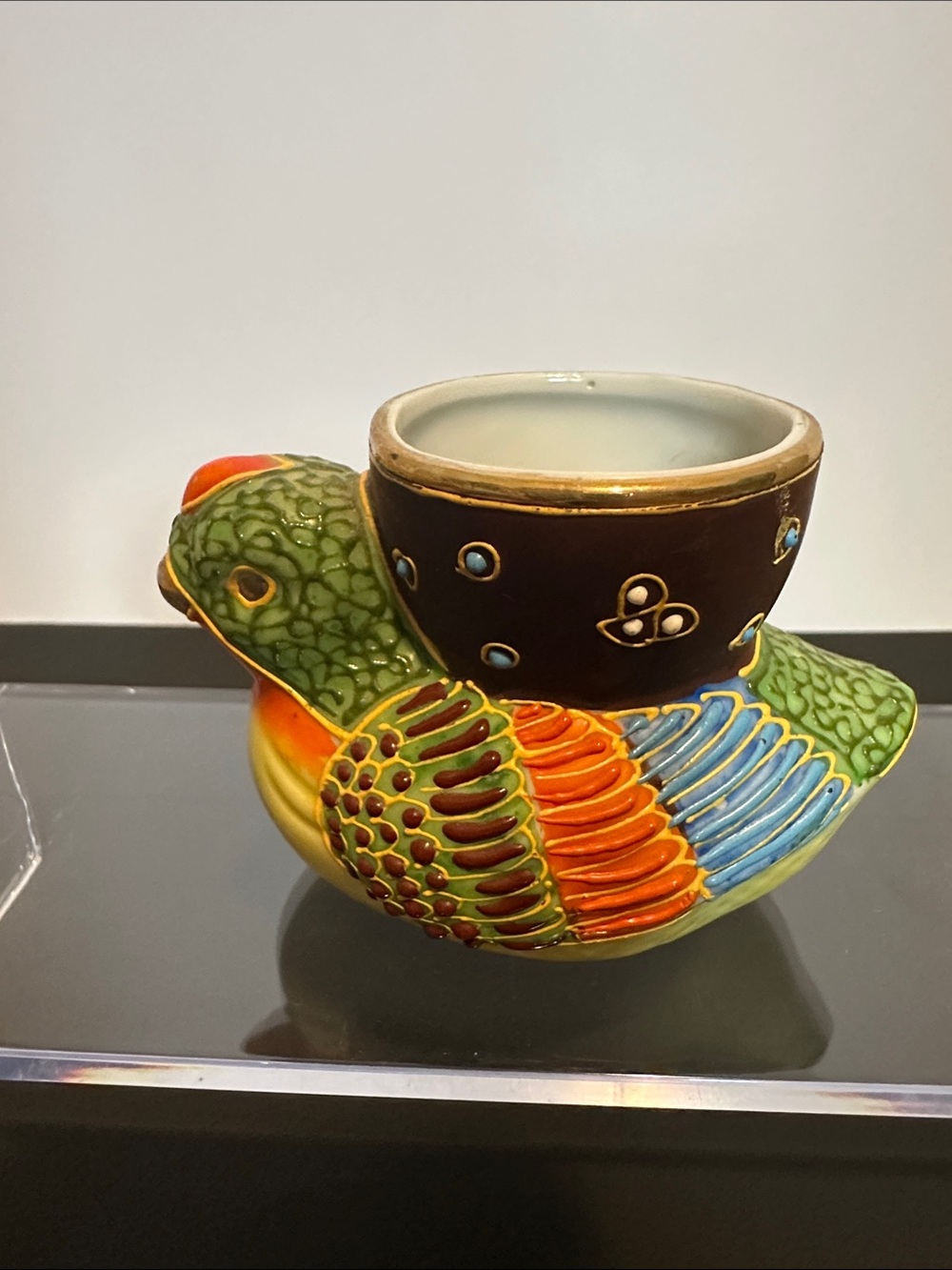 Hand-Painted Multicolor Ceramic Duck Egg Cup - Japan